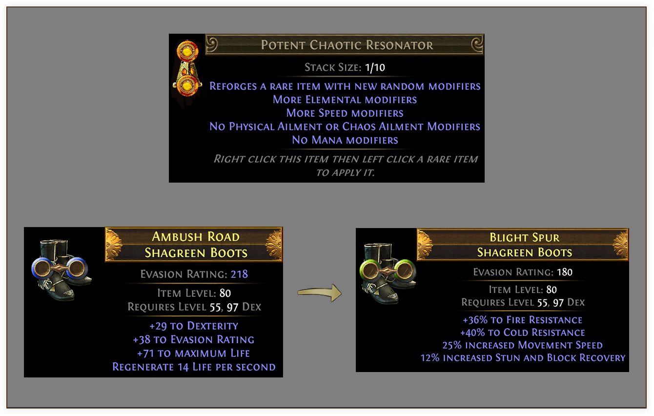 Keep on the lookout for Resonators and Fossils. They're powerful crafting tools.