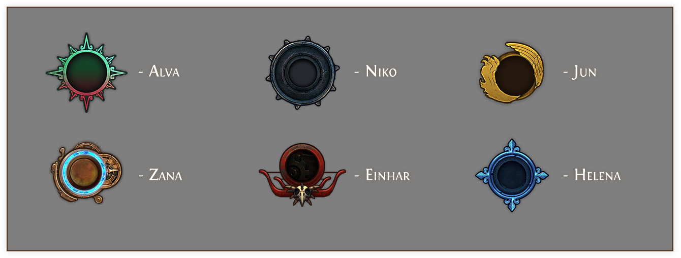 Cada símbolo de objetivo del Atlas representa a un Maestro diferente.