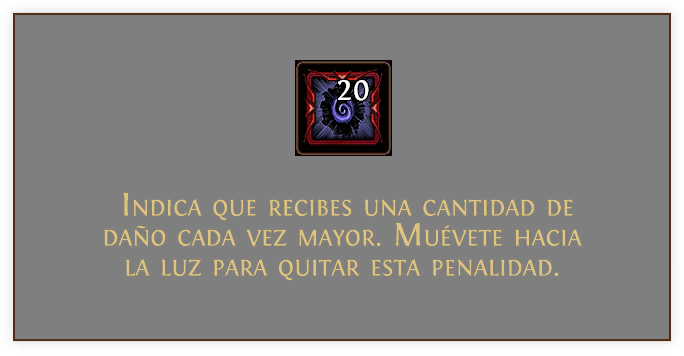 La oscuridad tiene su propio tipo de daño con su propia resistencia. Puedes ganar más Resistencia a la Oscuridad en el Generador.